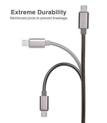 Argom 3ft Metal Spring Braided Micro-USB Cable